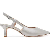 Caprice sling pumps, silver, made of Leather with Queenie, Size 36
