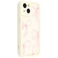 Mtp Products iPhone 14 Plus Stilfuldt stødsikkert TPU cover med forhøjede kanter - hvid / stor sløjfe