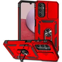 Mtp Products Samsung Galaxy A14/A14 5G Roterende Ring Hybrid Cover med Kameraskjold - Rød