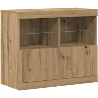 vidaXL LED Sideboard Brun 81 x 37 x 66,5 cm Konstrueret træ