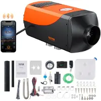 Vevor Luft Diesel Varmeapparat Parkeringsvarmer 12 V 5 kW, Luftvarmer Luft Diesel Diesel Parkeringsvarmer Luftvarmer, 0,16–0,52 L/time Dieselvarmer med LCD-skærm og fjernbetjening og Bluetooth-app