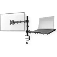 Nedis - Monteringssæt (klemme, monitorarm, notesbog-bakke) - for LCD display / notebook - metal, ABS plastic - sort - skærmstørrelse: 15-32 - skrivebordsmonterbar