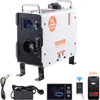 Vevor 2KW Dieselvarmer, 12V/24V Alt-i-en Diesel Luftvarmer, med Bluetooth APP-styring, fjernbetjening og displayskærm, CO-alarm, hurtig opvarmning, bærbar dieselvarmer til køretøjer og udendørs brug