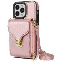 Mtp Products iPhone 14 Pro Alt-i-et cover med pung og rem - Rødguld