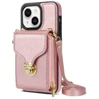 Mtp Products iPhone 14 Alt-i-et cover med pung og rem - Rødguld