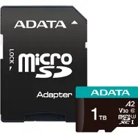 ADATA Premier Pro V30S - Flashhukommelseskort (SD adapter inkluderet) - 1 TB - A2 / Video Class V30 / UHS-I U3 / Class10 - microSDXC UHS-I