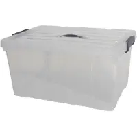 Home-tex Opbevaringskasse - 35 Liter - Praktisk opbevaringsboks med tætsluttende låg - Transparent plastikkasse