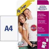 Avery T-shirt transfers, A4 (210x297 mm) til lyse tekstiler, Inkjet, white/light coloured fabrics - (5 ark)