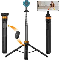 K&F Concept 63 '' Magnetic Phone Selfie Stick Tripode Lightweight Mobiltelefonhållare och kamerastativ med trådlös fjärrkontroll som är kompatibe
