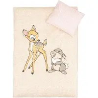 Borg Design Baby sengetøj 70x100 cm - Bambi og Stampe - 2 i 1 design - 100% bomuld