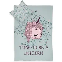 By Green Cotton Junior sengetøj 100x140 cm - Sengesæt med Unicorn - 2 i 1 design - 100% Økologisk bomuld