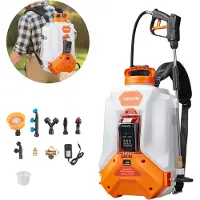 Vevor batteridrevet rygsprøjte, 4 gallon elektrisk rygsprøjte, 2 stave og 8 dyser, justerbar 0-90 psi, 4 timers driftstid, bærbare havesprøjter til ukrudtsrensning, sprøjtning og rengøring