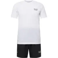 EA7 EA7til mænd. 8NPV03_PNDDZ Dynamic Athlete T-shirt- og buksesæt hvid, sort (S), Sport, Tennis/padeltennis, Multisport, Polyester, Korte ærmer