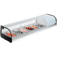 Vevor Sushi-køleskab, 62 liter kommerciel sushi-køleskab, bordmonter med 6 skuffer, buet glas, LED-belysning og digital temperaturkontrol, til sushibar, restaurant, butik