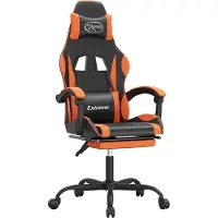 vidaXL drejelig gamingstol med fodstøtte kunstlæder sort og orange
