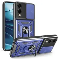 Mtp Products Samsung Galaxy S25 Edge Roterende Ring Hybrid Cover med Kameraskjold - Blå