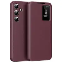 Mtp Products Samsung Galaxy A16 Smart Clear View Flip etui med kortplads - Vinrød
