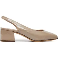 Caprice sling pumps, beige, made of Leather with Trapeze heel, Size 38