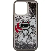 Karl Lagerfeld Liquid Glitter Choupette Logo-etui til iPhone 16 Pro Max – Sort