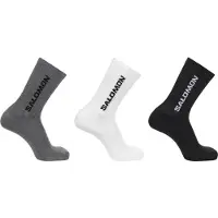 Salomon - Sokker - Socks Everyday Crew 3-Pack Black White Med Grey Melange til UnisexBomuld - Størrelse 45-47 - Grå