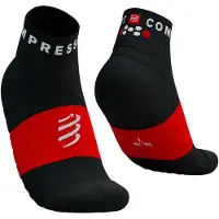 Compressport - Trail running tøj - Ultra Trail Low Socks Black/Red til Unisex - Størrelse 39-41 - Sort