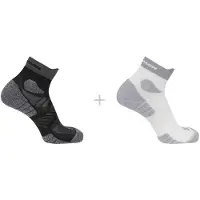 Salomon - Trail running tøj - Socks Aero Ankle 2-Pack White Black til UnisexUld - Størrelse 39-41 - Hvid