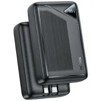 Yesido YP85 20000mAh Powerbank med indbyggede Type-C- og Lightning-kabler - 22.5W - Sort