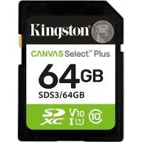 Kingston 64gb Sdxc Canvas Select Plus Gen3 100 Mb/s C10 Uhs-i U1 V10 Hukommelseskort