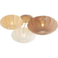 QAZQA Japandi loftslampe hvid med beige og brun 3-lys - Multi Bida