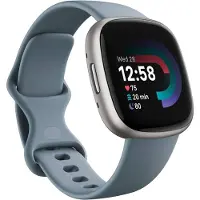 Fitbit Versa 4 - 40 mm - platin - smart ur med bånd - vandfaldsblå - båndstørrelse: S/L - Bluetooth, NFC