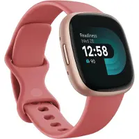 Fitbit Versa 4 - 40 mm - kobberrose - smart ur med bånd - pink sand - båndstørrelse: S/L - Bluetooth, NFC