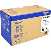 Brother HGE-251V5 - Sort på hvid - Rulle (2,4 cm x 8 m) 5 kassette(r) lamineret bånd - for P-Touch PT-9500pc, PT-9800PCN P-Touch R RL-700S
