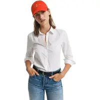 Gant Ganttil kvinder. 4300486 Slim fit-skjorte i hvid poplin (36), Casual, Party, Bomuld, Klassisk, Lange ærmer