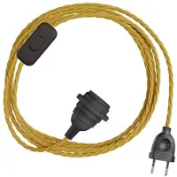 Creative Cables Snakebis Twisted E14 Lampeskærm-kabelsæt Med Lampeholder. Stof Flettet Kabel Og 2-stikprop 3 M
