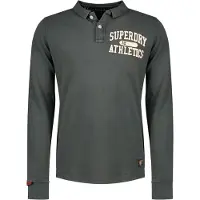 Superdry Superdrytil mænd. M1110435A Vintage Athletic grå polo shirt (M), Casual, Bomuld, Lange ærmer