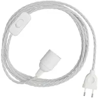 Creative Cables Snakebis Twisted E27 Kabelsæt Med Lampholder. Stofbetrukket Kabel Og 2-benet Stik 3 M