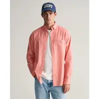 Gant Ganttil mænd. 3240100 Regular Fit-skjorte i rosa bomuld og hør (XL), Casual, Pink, Lange ærmer