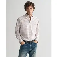 Gant Ganttil mænd. 3240255 Tattersall Classic Regular Fit ternet Oxford-skjorte hvid (XL), Casual, Lange ærmer, Økologisk bomuld, Bæredygtig