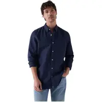 Salsa Jeans Cotton Linnen Regular Fit Skjorte Med Lange ærmer