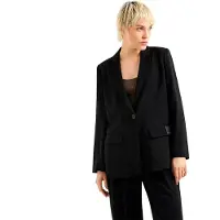Armani Exchange A|X Armani Exchangetil kvinder. XW000941AF10872UC001 Ensfarvet, afslappet blazer med en knap og hakrevers med lange ærmer, sort (S), Casual,