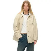 Superdry Superdrytil kvinder. W5011959A Relaxed Hooded jakke beige (XS), Casual, Bomuld
