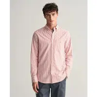 Gant Ganttil mænd. 3240060 Regular Fit-skjorte i hør og bomuld med pink striber (XXL), Casual, Lange ærmer