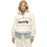 Superdry Superdrytil kvinder. W2012380A Country Club Loose 1/4 Zip sweatshirt i knækket hvid (XL), Casual, Bomuld