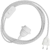 Creative Cables Snakebis Twisted E14 Lampeskærm-kabelsæt Med Lampeholder. Stof Flettet Kabel Og 2-stikprop 3 M