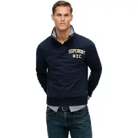 Superdry Superdrytil mænd. M2014013A Vintage Athletic Sweatshirt med halvknap navy (M), Casual, Bomuld, Blå
