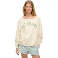 Superdry Superdrytil kvinder. W2012424A Sweatshirt Athletic Essential Bardot off-white (XS), Hvid, Casual, Bomuld