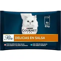 Purina Gourmet Perle Delicias Sauce Tun Laks 4x85g Kattesnack 12 Enheder