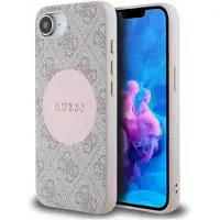 GUESS 4G Circle Classic Logo MagSafe-etui til iPhone 16e - pink