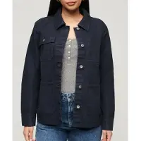 Superdry Superdrytil kvinder. W5011711A Navy Chore Canvas-jakke (L), Casual, Bomuld, Lange ærmer, Blå