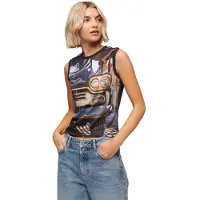 Superdry Superdrytil kvinder. W6011959A Tank top med sort sub print (XL), Casual, Bomuld, Uden ærmer/stropper